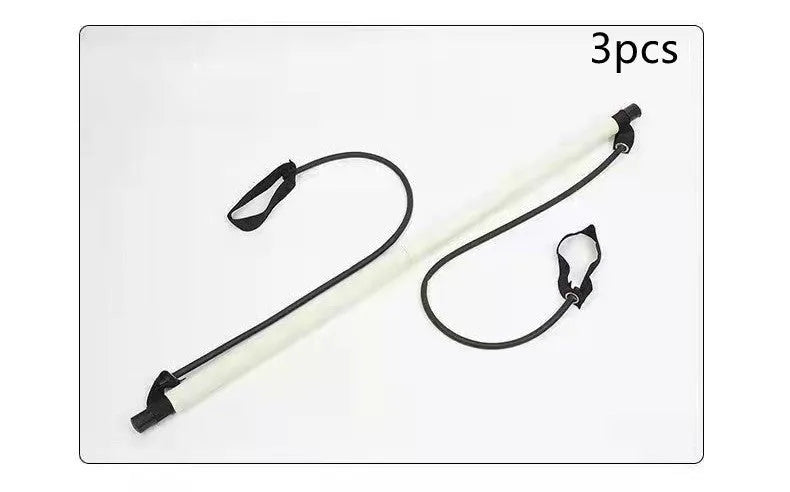 92cm Pilates bar with stainless steel tube and foam grip in light blue on a white background