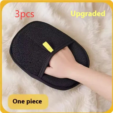 Black pet hair removal glove with silicone bristles for dog cat grooming