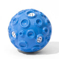 Durable dog chew ball with meteorite-shaped bumps in blue colour