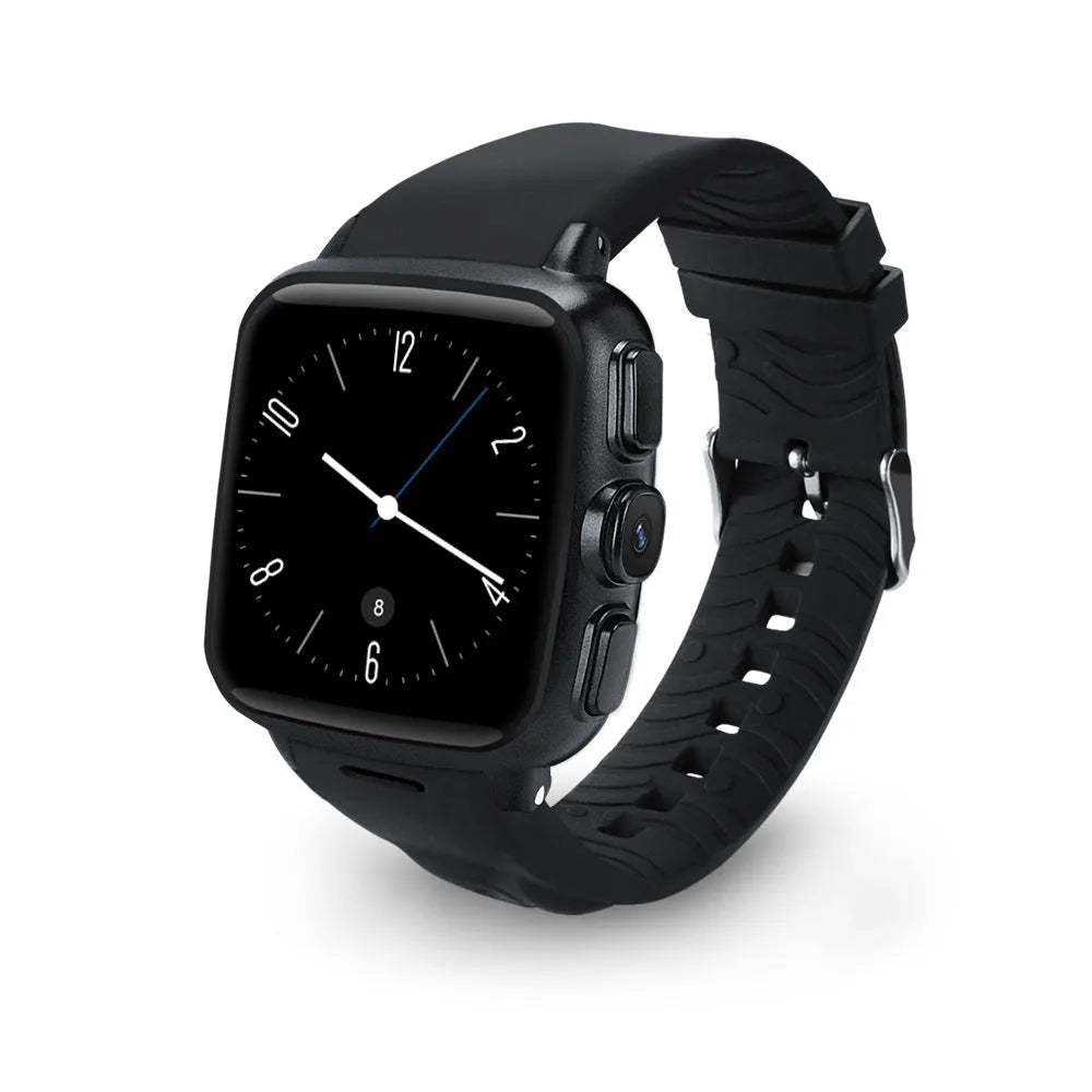Black or white smart watch with 1.54 inch screen showing Android interface