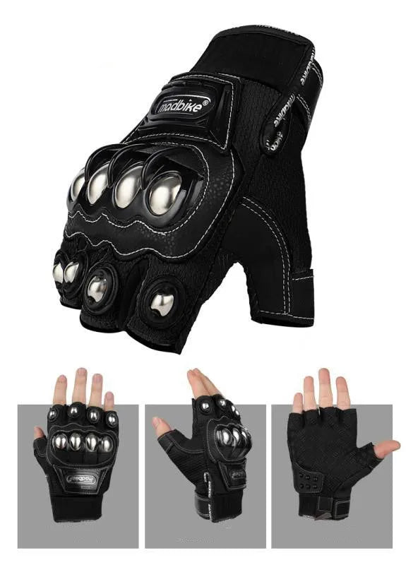 Madbike half finger motorcycle gloves for men in black colour option