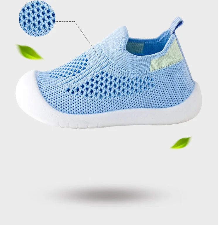 Baby soft sole non-slip walking shoes with breathable cotton upper and natural rubber sole in multiple colours