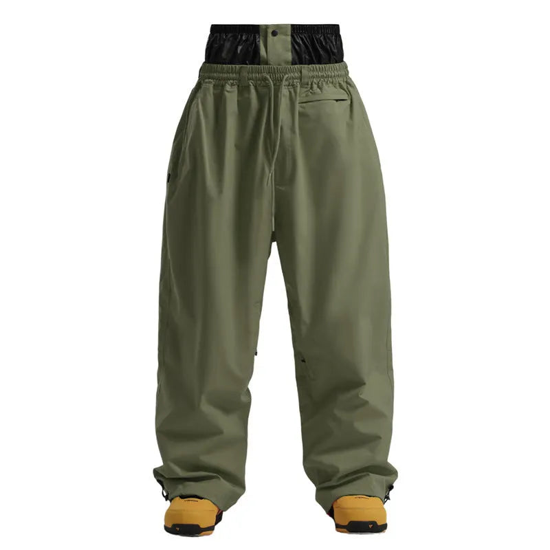New loose single-board windproof waterproof breathable wide-leg work pants in khaki, neutral fit, polyester fabric