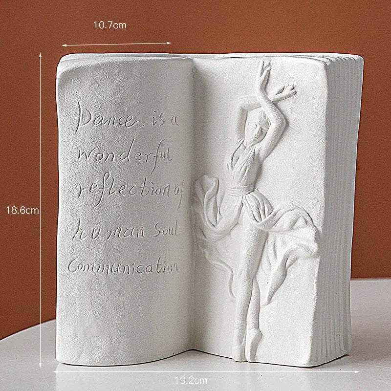 Glazed ceramic book stand in modern simplicity style on a desktop.
