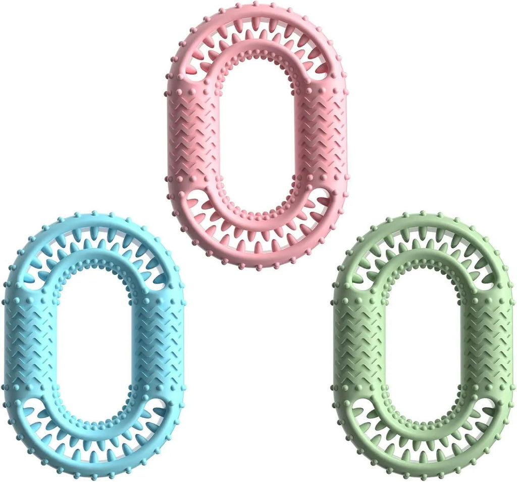 Blue O-ring shaped resistant dog chew toy for aggressive chewers and dental care