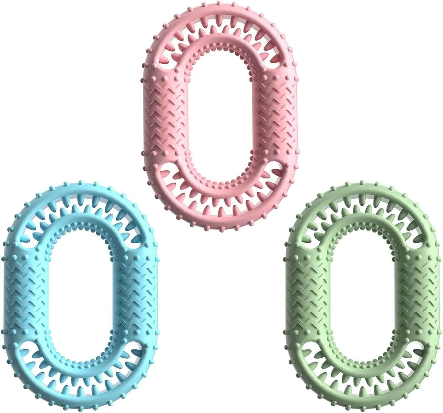Blue O-ring shaped resistant dog chew toy for aggressive chewers and dental care