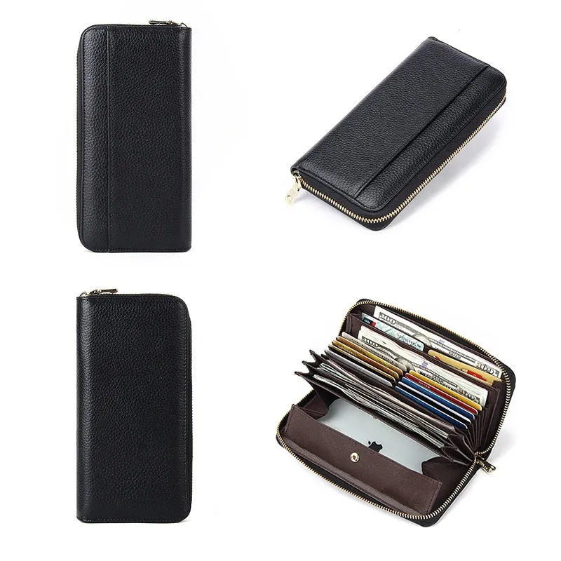 Genuine leather long wallet for women with anti-theft card slot in multiple colour options