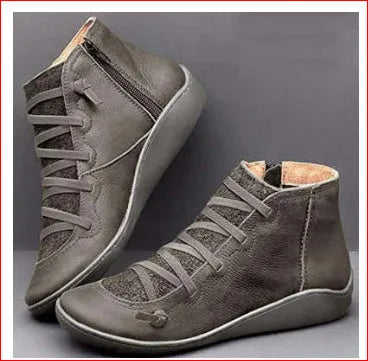 Women's casual wedge heel booties with artificial PU upper and round toe in multiple colour options