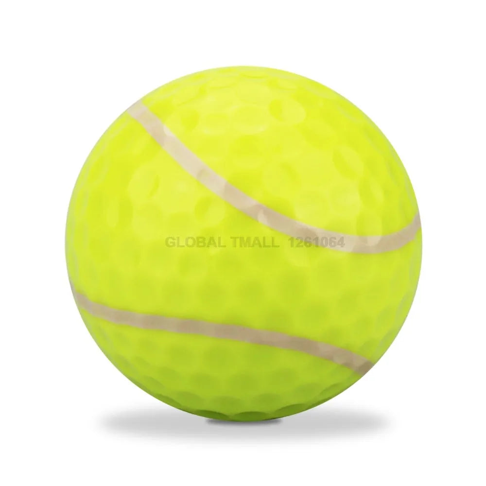 Golf practice ball with seamless dimple design and soft touch Sarin Surlyn cover