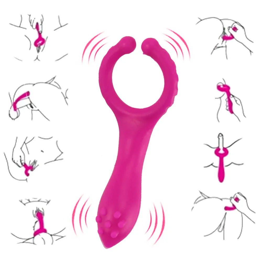 Seismic Clip silicone vibrating clitoral stimulator in rose red, 103mm long, lying flat on a clean surface