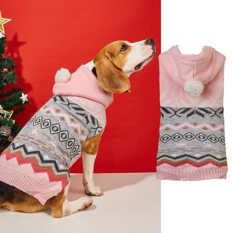 Acrylic pet sweater with diamond pattern in green, blue, or pink colours