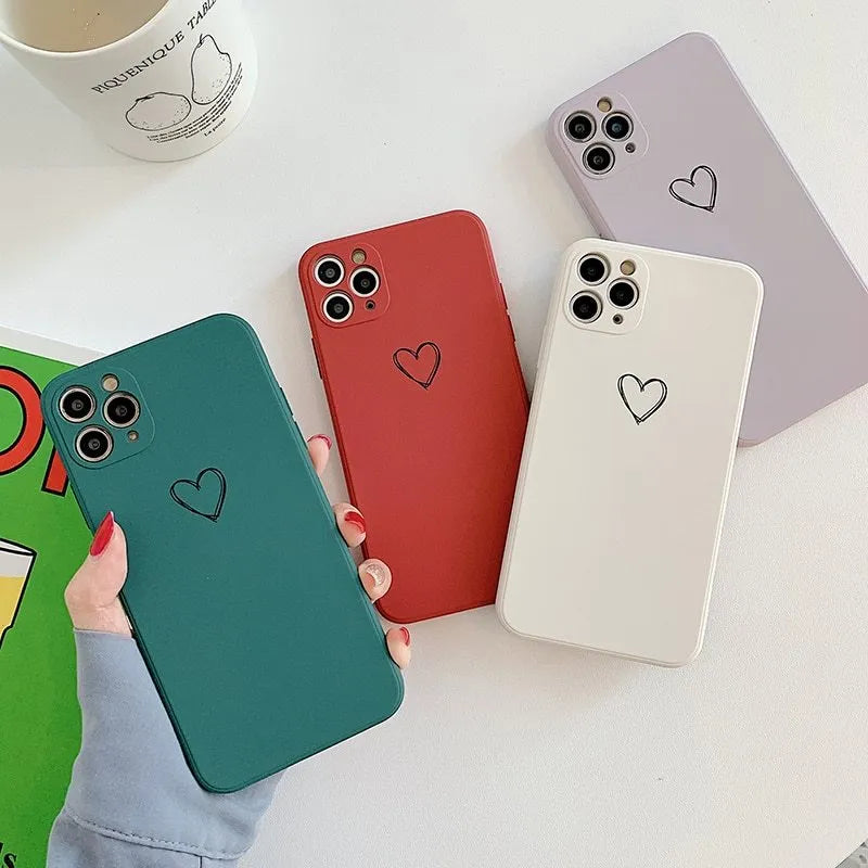 A solid-colour TPU silicone back cover case for Apple iPhone models, shown in multiple colour options.