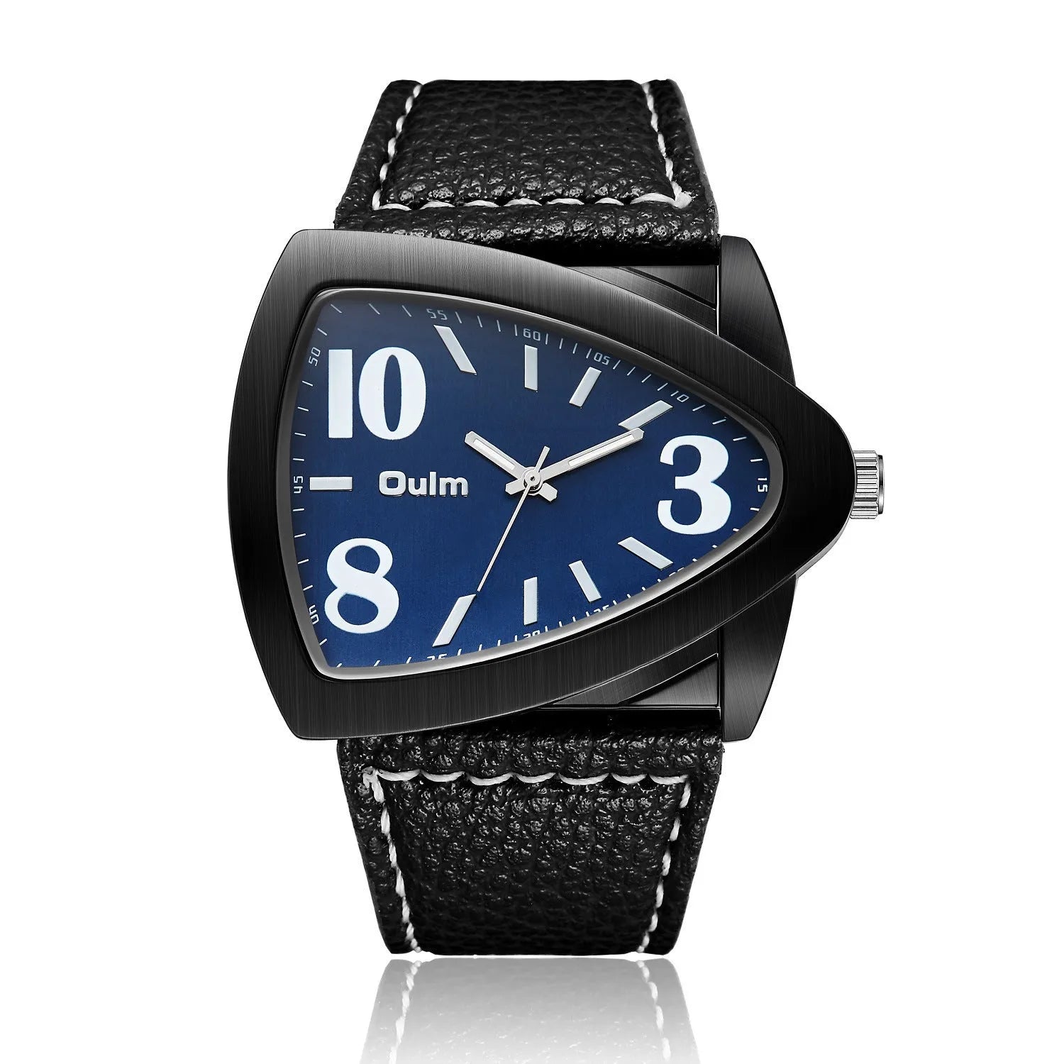 Men's brown, black and blue casual triangle belt quartz watch with 9mm thickness