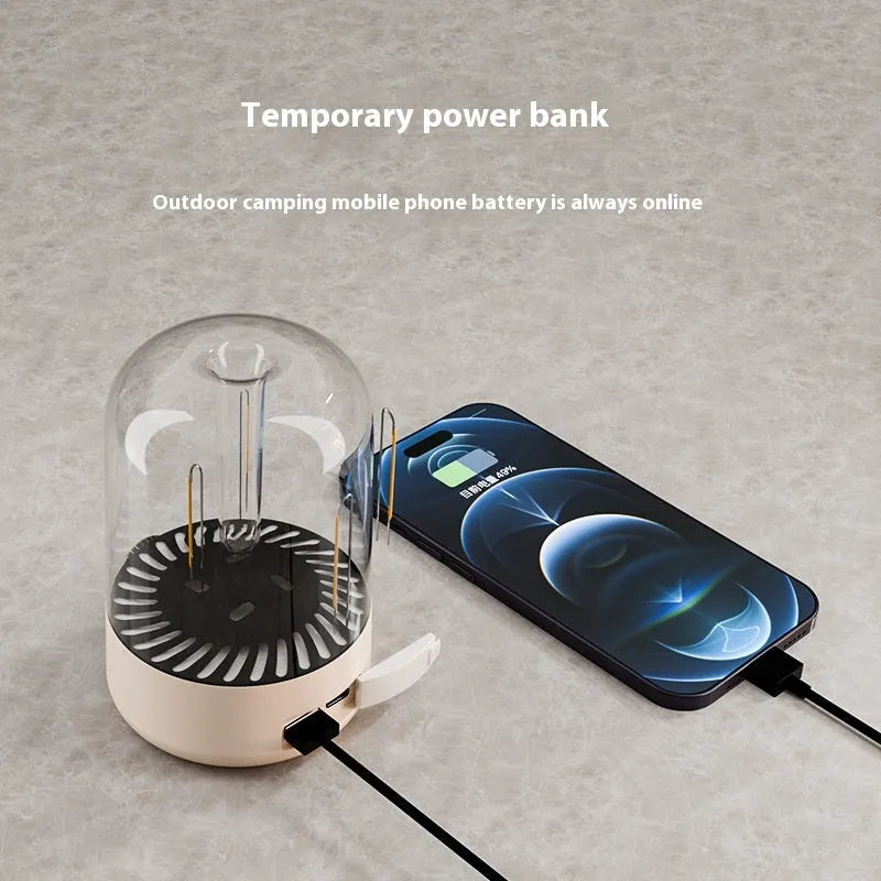 Charging LED camping tent ambience lamp with tungsten and SMD modes, 140x95mm, beige colour option