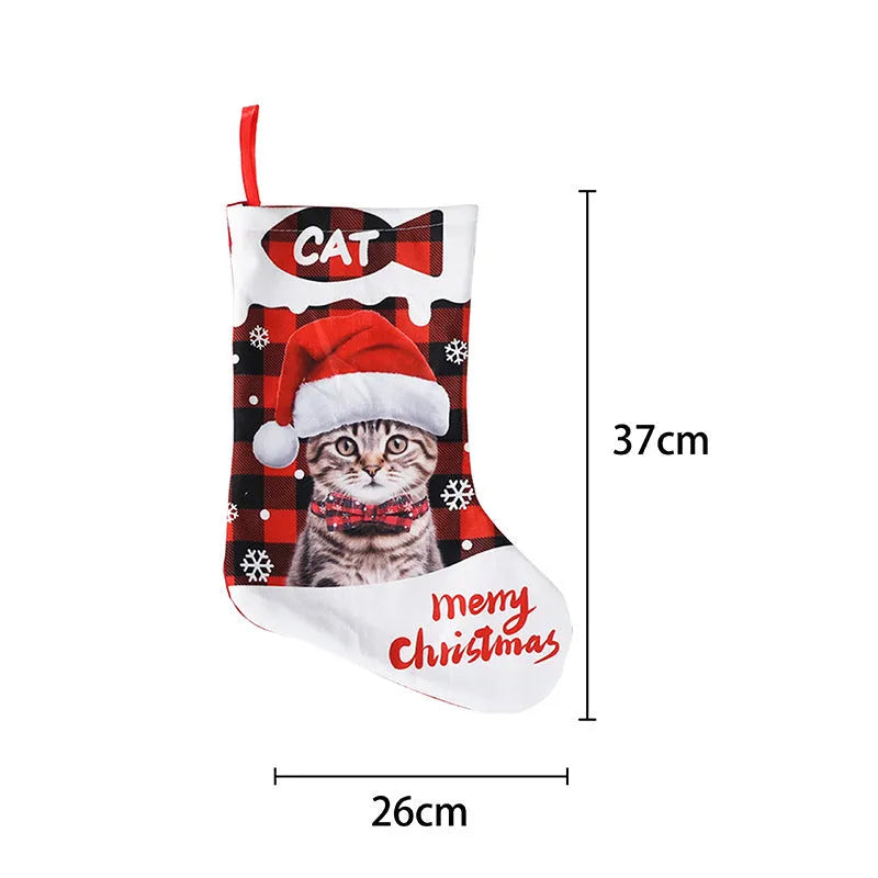 Cloth Christmas decoration with plaid puppy design measuring 26x36cm