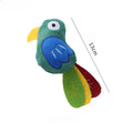 Soft plush cat toy shaped like a cow, a parrot, and a crocodile, each containing catnip for pet play.