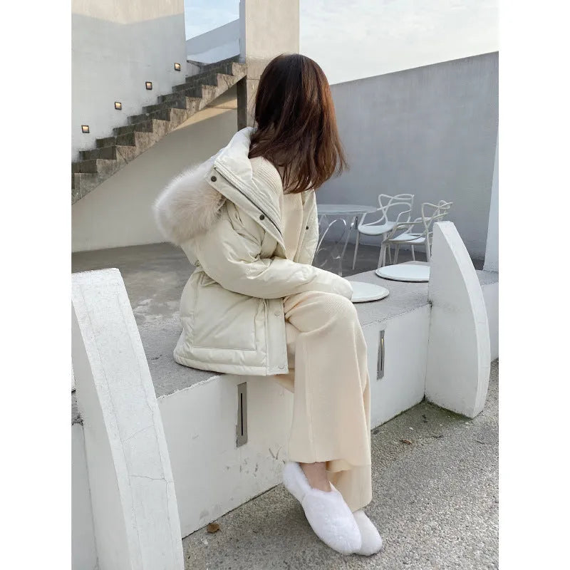 Women's thick knitted wide-leg trousers in cream white, linen colour, milk brown, or black