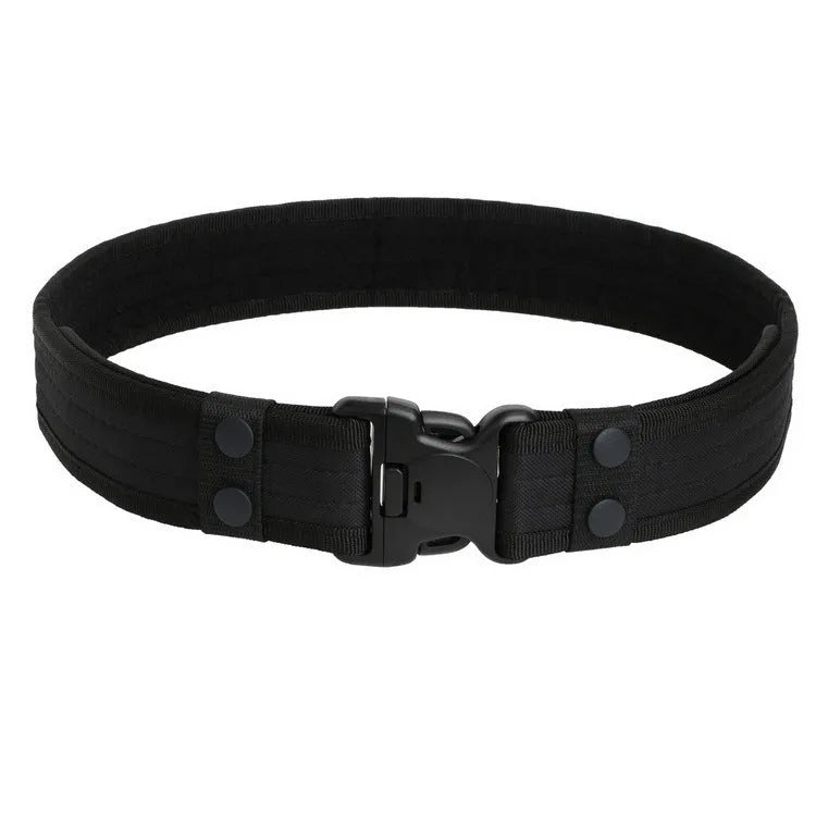 Canvas tactical belt 130x5 cm with plastic rectangular buckle in army green colour for outdoor casual wear
