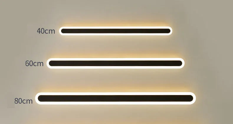 LED line wall lamp with wrought iron frame and acrylic diffuser in black warm light finish
