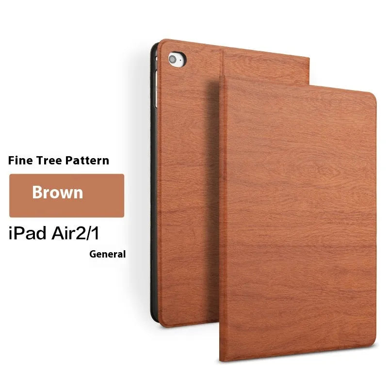 Universal iPad protective cover with sleep bracket in imitation leather, shown in sapphire blue and black colour options