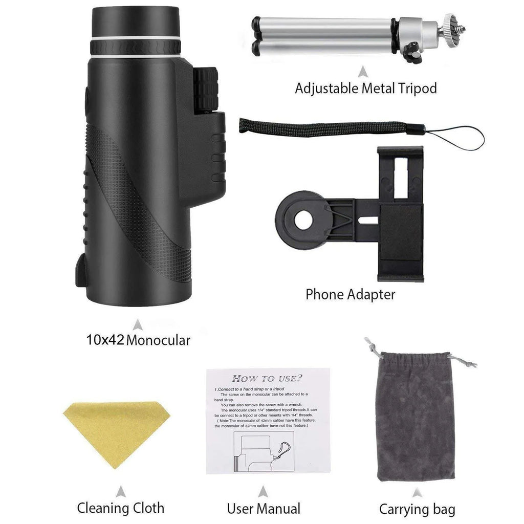 Black HD 40x60 cellphone telescope with smartphone attachment for 40x magnification observation