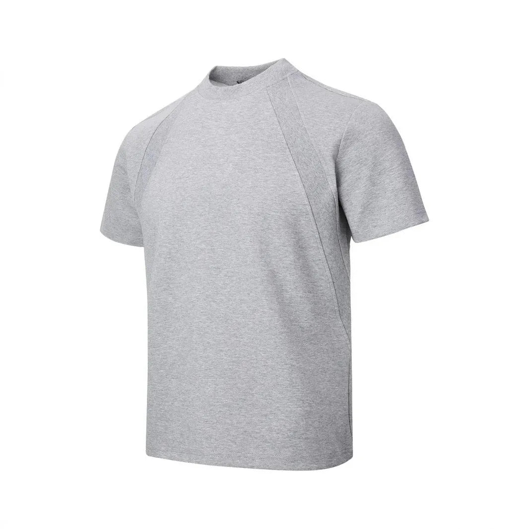 Men's air layer stitching short sleeve top in black loose fit casual wear