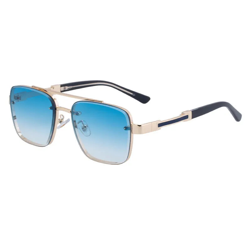 Men's vintage sunglasses with gold frame and gradient lenses for UV protection