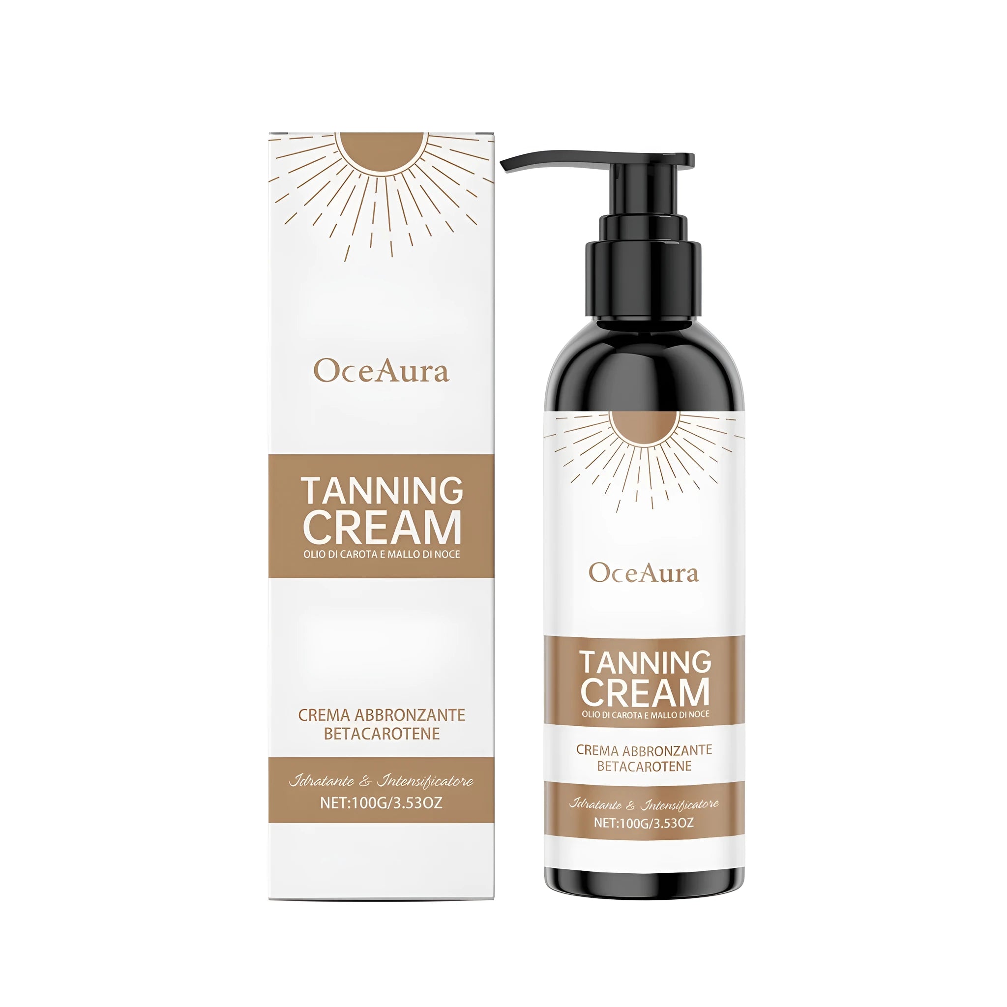 A 100g jar of moisturising blackening cream for face and body with glycerin and carrot oil.