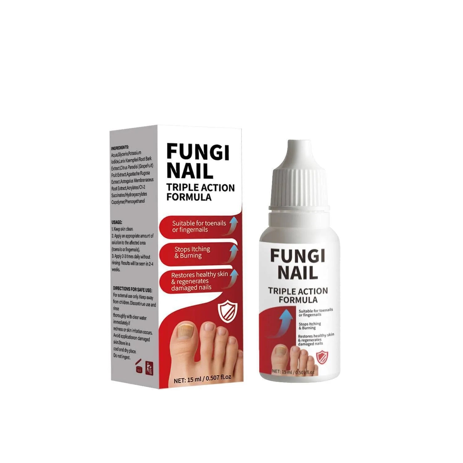 15ml anti-fungal nail repair solution bottle with FP A072 style label for nail treatment