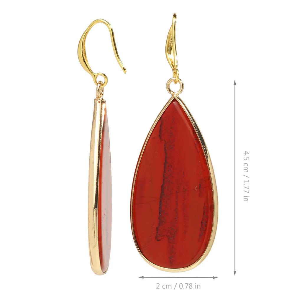 Vintage long water drop earrings handcrafted from Tigereye stone with retro design