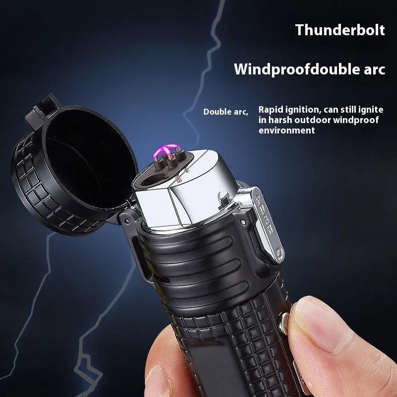 TH727 multifunction waterproof flashlight lighter in metal construction with five colour options