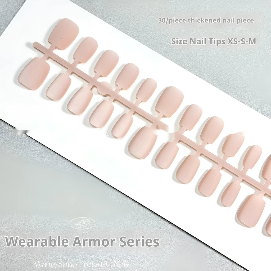 Set of frosted velvet Cat's Eye aurora effect artificial nails in short ladder sizes XS, S, and M.