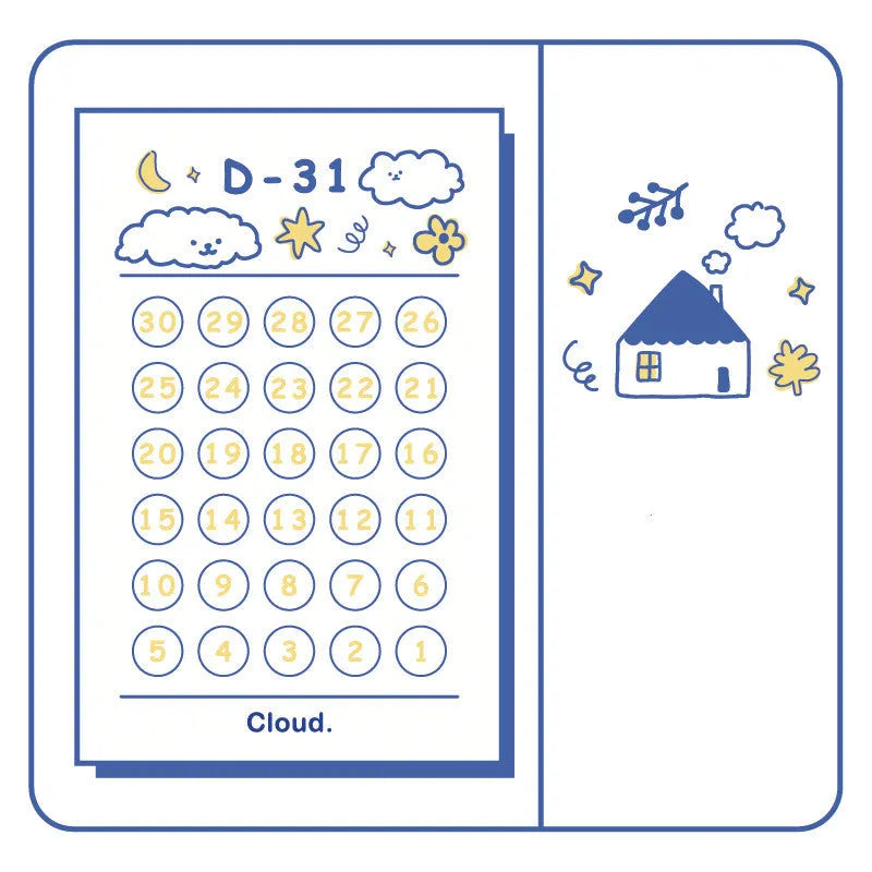 Daily series countdown notes paper planner showing eight design options at 65x100mm size