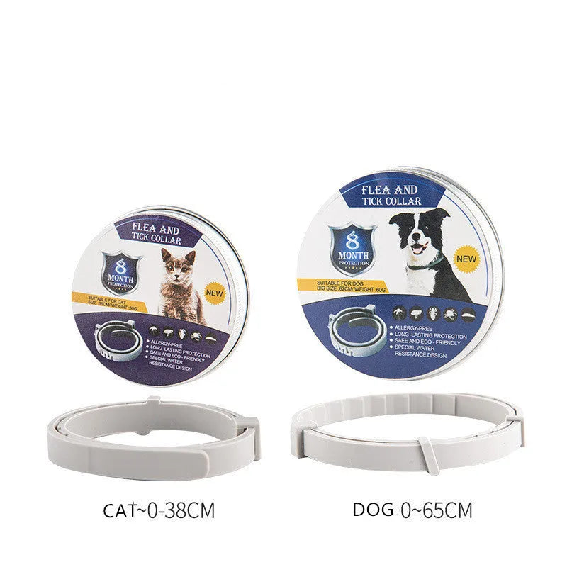 Adjustable pet anti-mosquito collar for cats and dogs, made with TPR silica gel and natural plant extracts, waterproof design