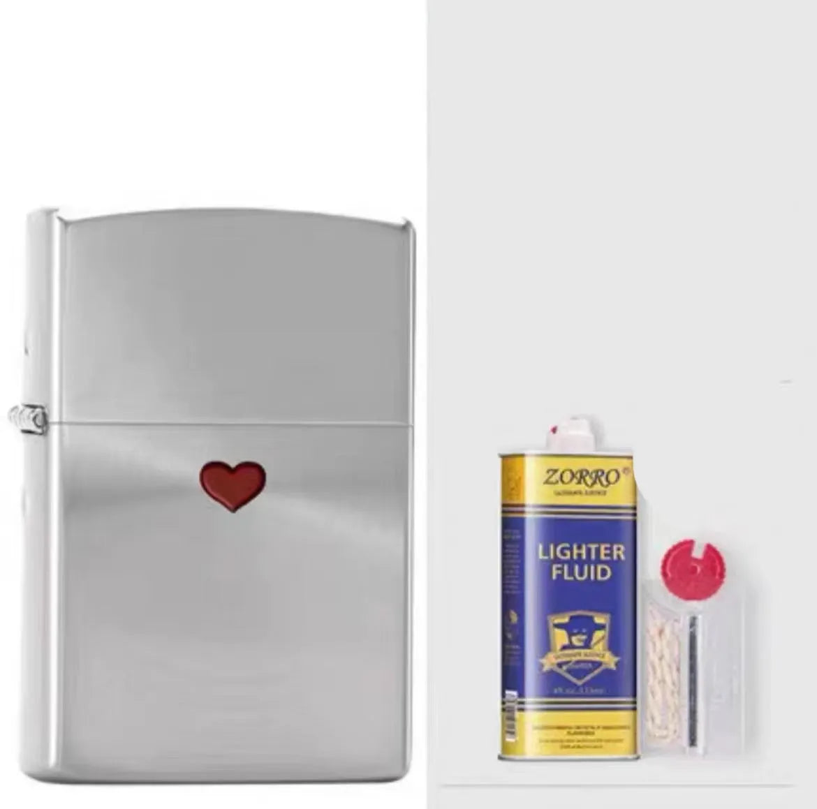 Windproof kerosene lighter with artistic design, steel and copper construction, 58x39x13mm dimensions
