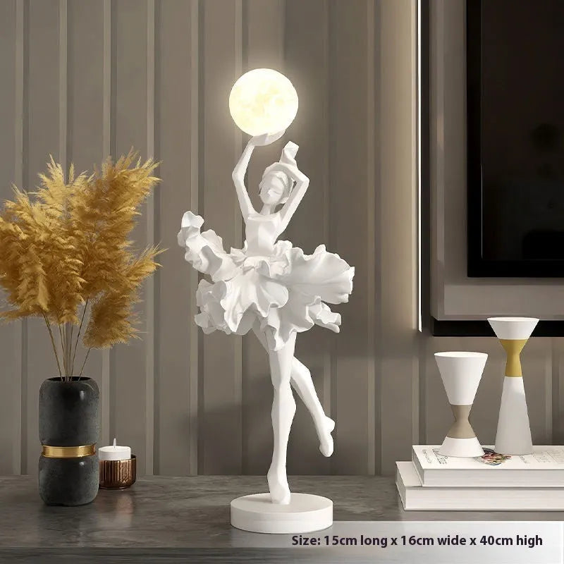 Modern resin USB night light ornament in black gold, white, pink, or light blue.