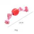 Blue molar-shaped dog chew toy with rope attachments for dental care and chewing
