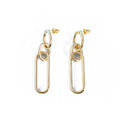 Geometric sterling silver needle colour hoop earrings with ring and line design elements