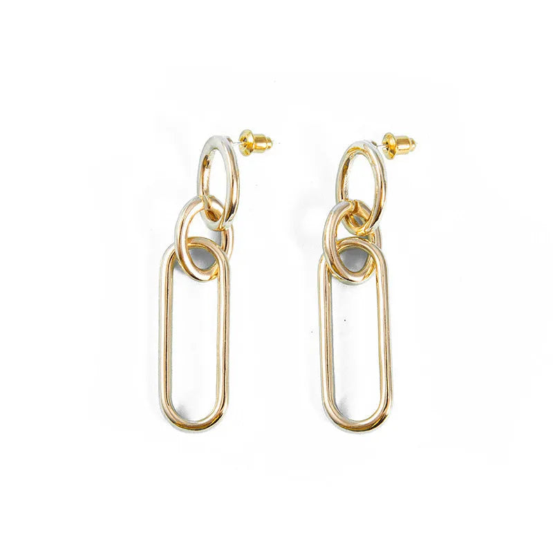 Geometric sterling silver needle colour hoop earrings with ring and line design elements