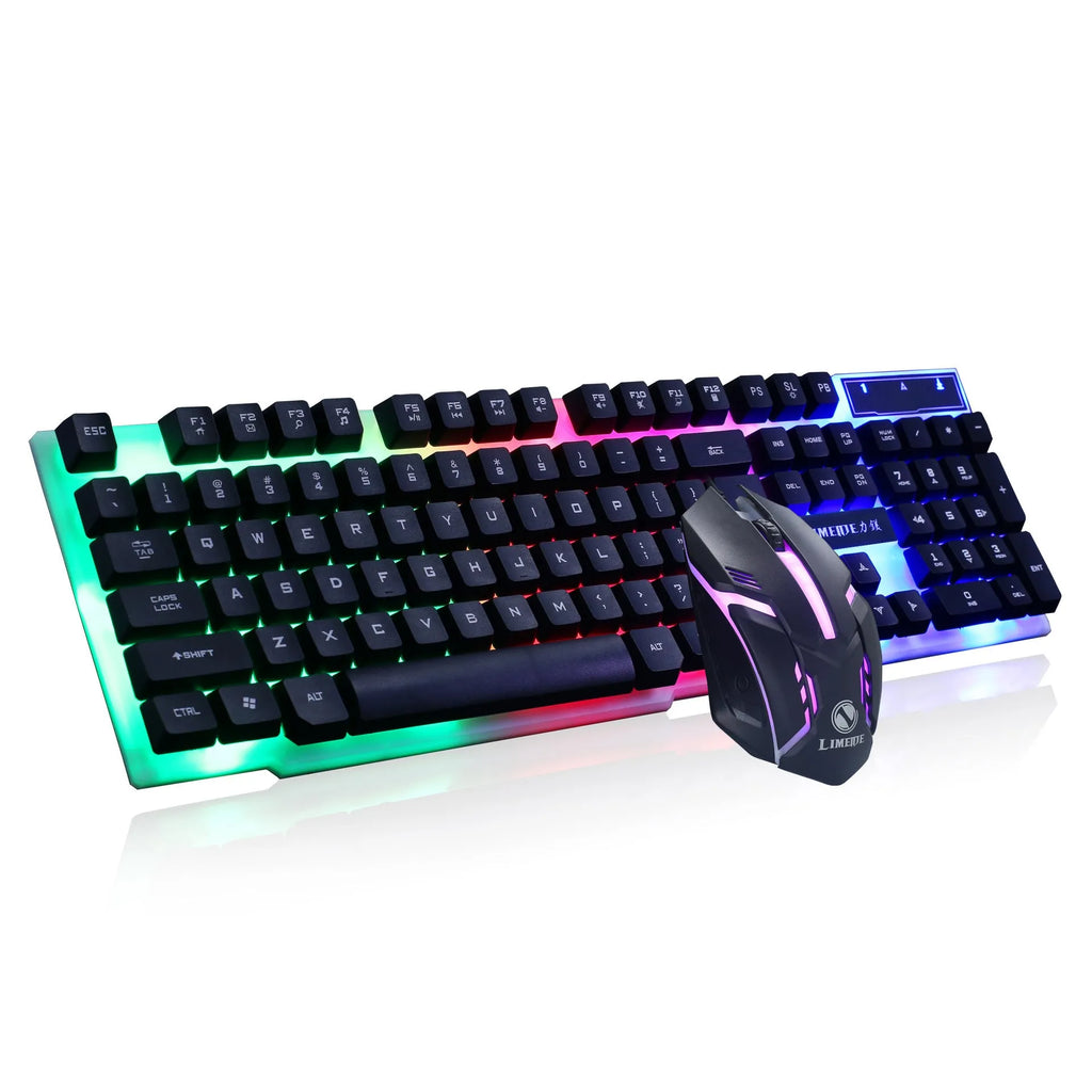Limei Gtx300 white and black mechanical gaming keyboard and mouse set with backlit keys