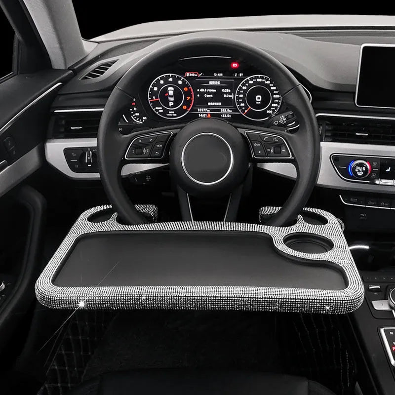 Car steering wheel diamond inlaid dinner plate, 43x29cm, high-precision water drill material, with diamond colour finish