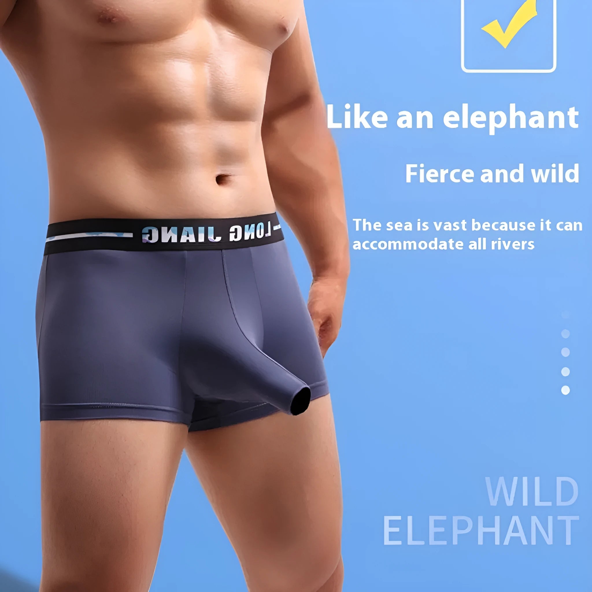 Men's ice silk trunk boxers in multiple colours showing mid-waist design and solid pattern