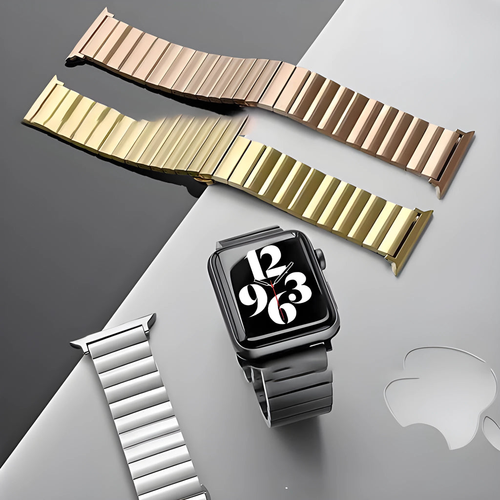 Stainless steel watch strap with bamboo bow buckle for Apple Watch 42mm size