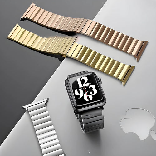 Stainless steel watch strap with bamboo bow buckle for Apple Watch 42mm size