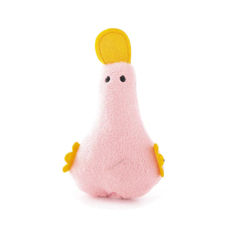 Cute duck plush pet toy with catnip filling and squeak sound for dogs and cats in various colours