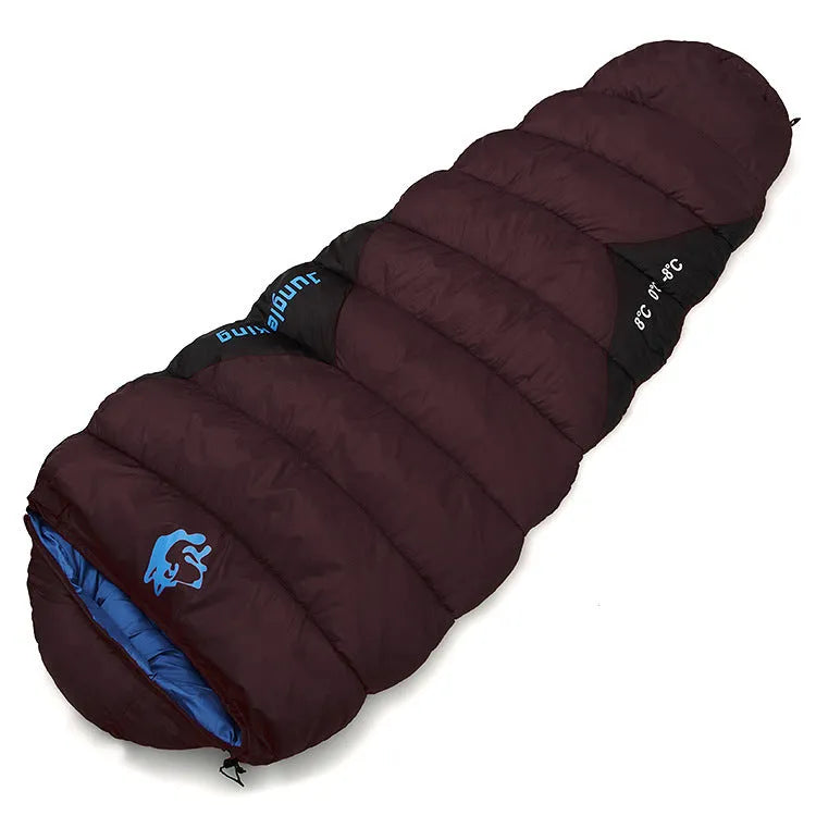 Camping sleeping bag with compression sack in Army Green colour for winter use.