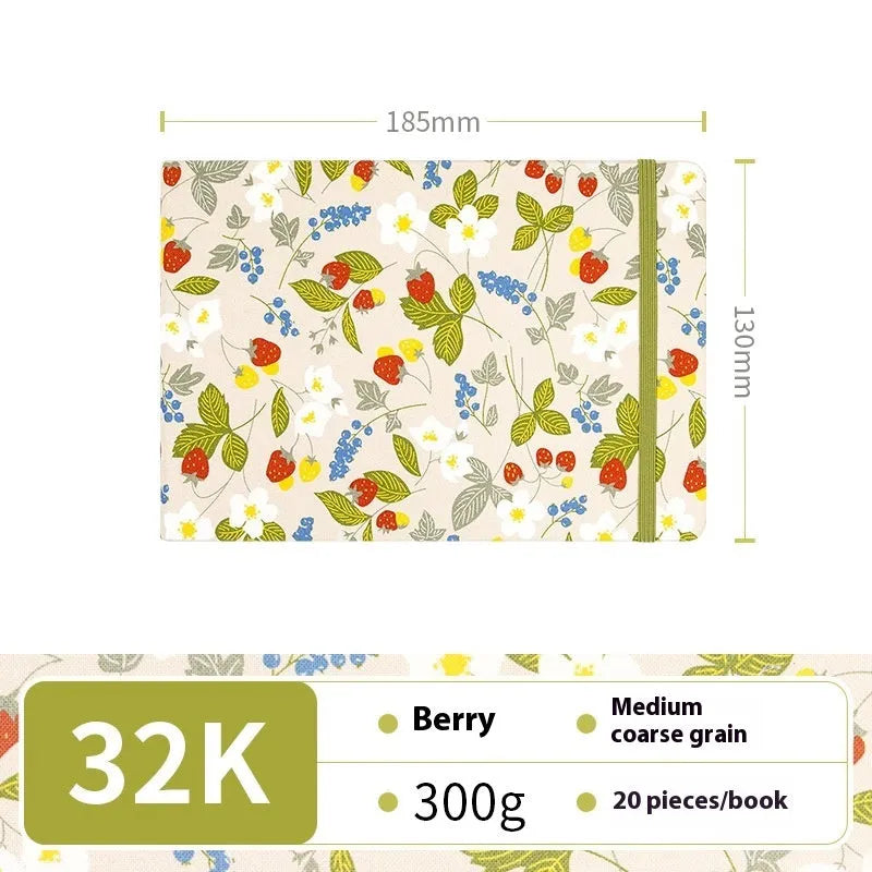Feiluniao handmade fabric watercolour notebook in 185mm portable size, showing artistic cover design.