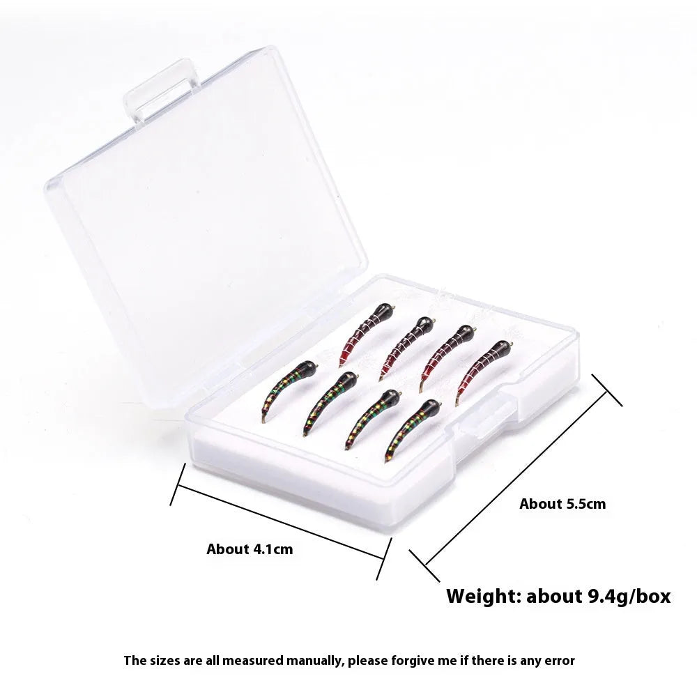Biomimetic chironomid mosquito larvae lure fishhook bait in box