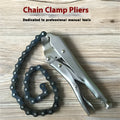 Chain-type pliers with 50 cm chain and high carbon steel clamp head on workbench