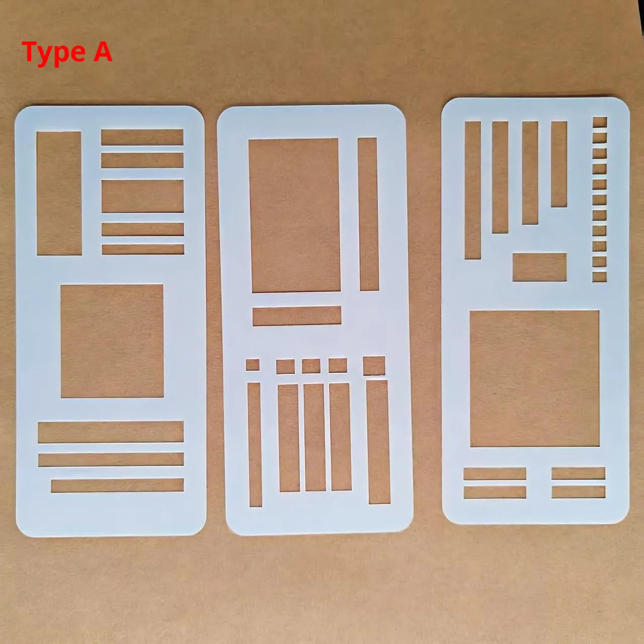 White PVC 3-pack plan template set with Type A, Type B, and Type C layouts